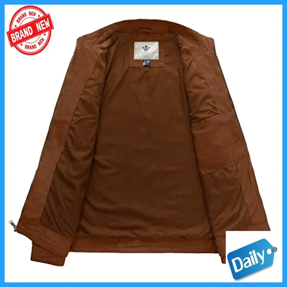 Military Style Canvas Jacket Lightweight Cotton Slim Fit Casual Windbreaker - Picture 3 of 7
